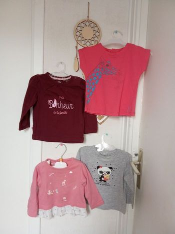 Lot pulls et tee shirt mi saison, été fille 12 mois, 74 cm