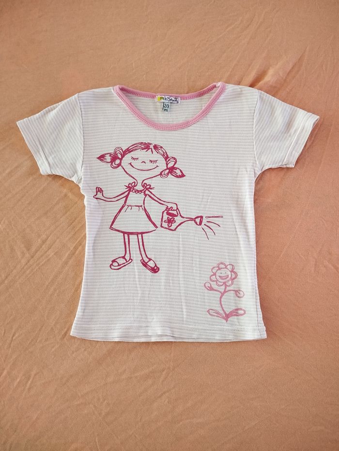 * T-shirt rayé rose et blanc T3A P'tit Béguin