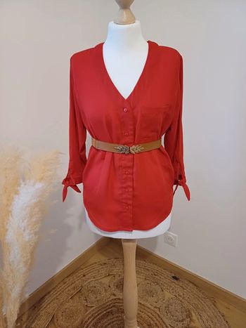 Chemise rouge fluide boutonnée Jennyfer taille XS 34