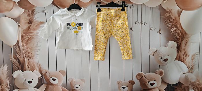 Ensemble Fille Obaïbi 🌼 blouse col Claudine + legging fleuri – 62cm