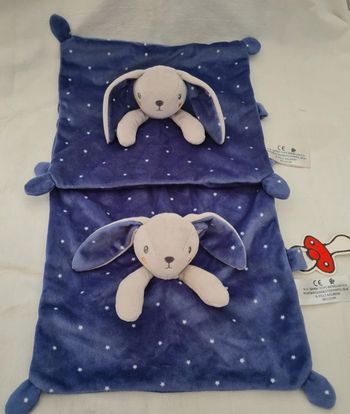 Lot de 2 doudous lapin gris Carré plat bleu - Etoiles - Simba