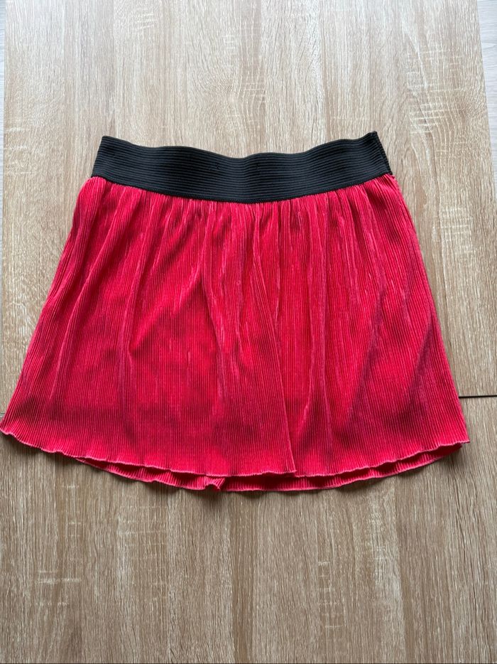 Jupe fluide avec doublure rouge noir élastique inside taille 40 L - photo numéro 3