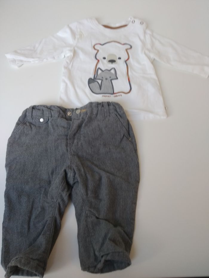 lot de 2 pantalons + sweat à capuche 6 mois - photo numéro 3