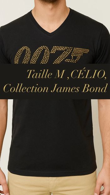 T-shirt noir homme Celio - Taille M - Collection James Bond