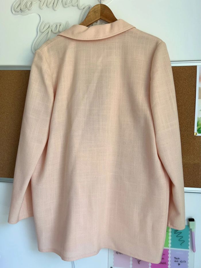 Blazer Weill Vintage Broderie Rose poudrée Bouton doré Taille 42 - photo numéro 3