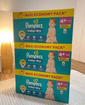 3 cartons de couches pampers taille 4+