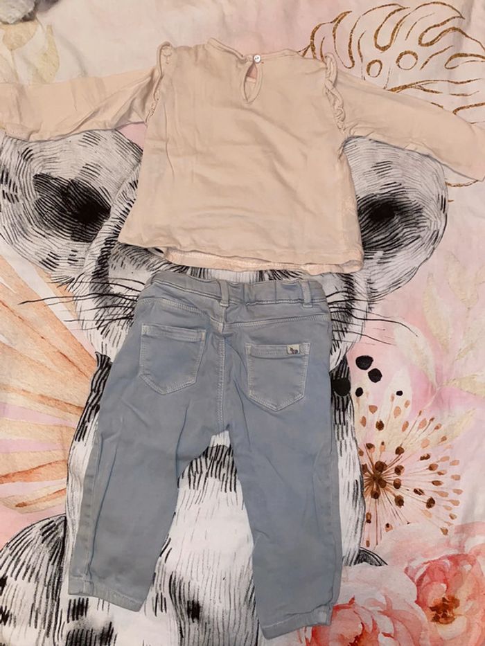 Ensemble t-shirt et jeans, taille 9-12 mois, marque Zara Babygirl. - photo numéro 6