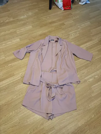 Tailleur short blazer rose poudré XXL