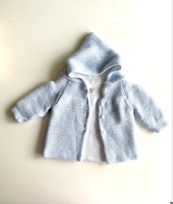 Paletot à capuche bleu pâle taille naissance 