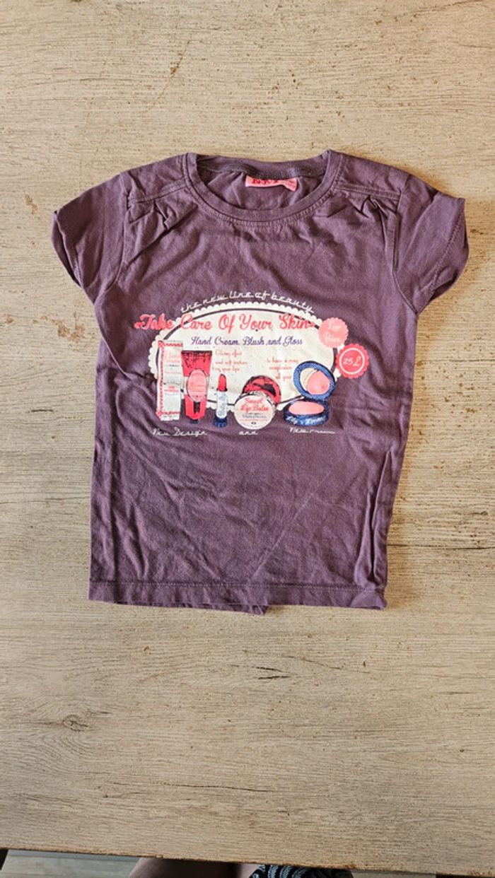 T shirt mauve à manches courtes, avec dessin style vintage, NKY, 8 ans, jamais mis - photo numéro 2