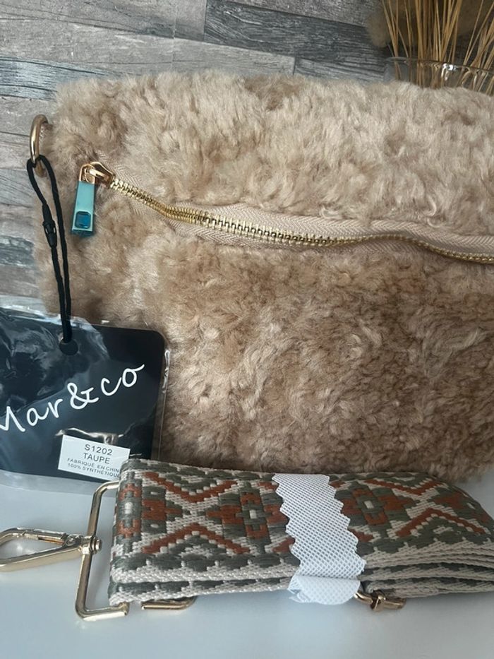 Sac banane en moumoute beige - photo numéro 2