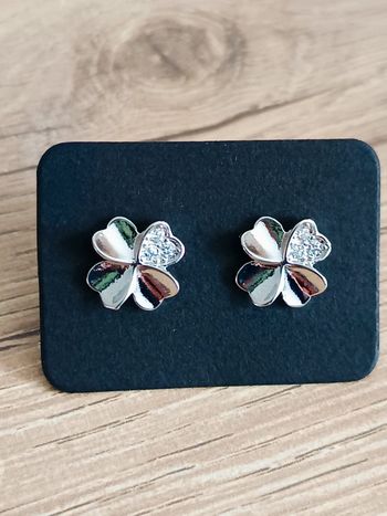 Boucles d'oreilles trèfles à quatre feuilles argent 925