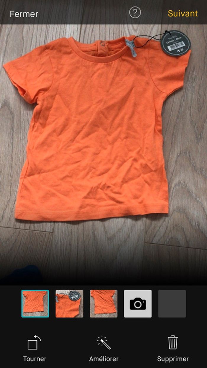 T shirt MC 24 mois orange neuf avec étiquette