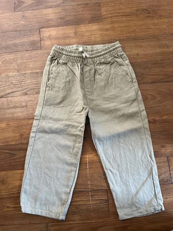 Pantalon en lin Zara kaki 18/24 mois