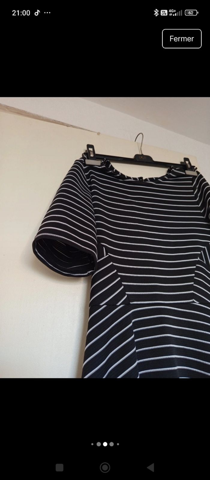 Robe a rayures blanche et noire taille 38/M de la marque Etam à manches courtes - photo numéro 4