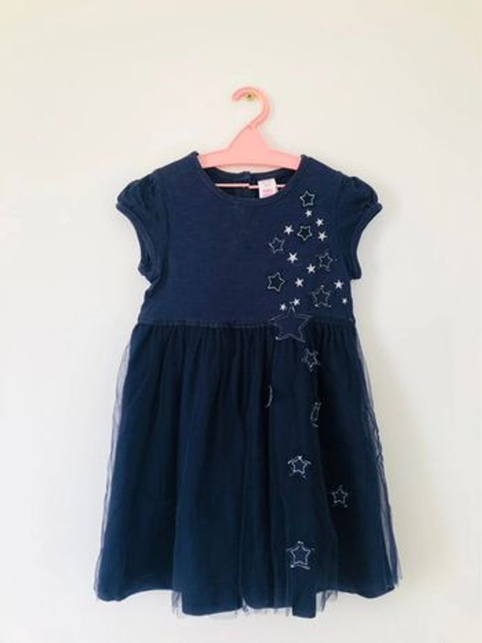 Robe bleue fille 92 cm étoiles voiles tulle - photo numéro 3