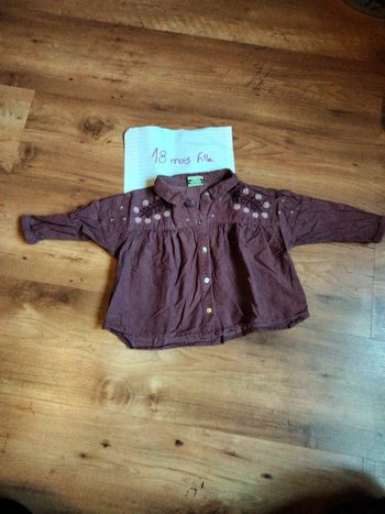 Chemise fine velours bordeaux