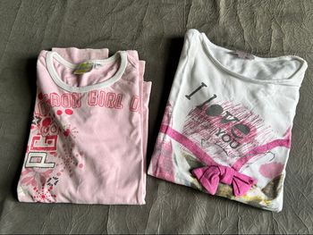 Lot de 2 t-shirts manches longues fille 7 ans