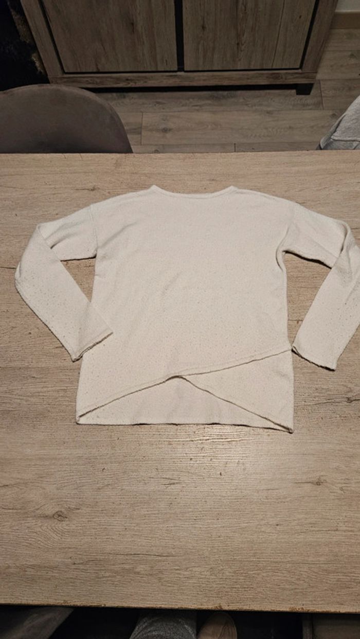 Pull blanc cassé à manches longues, Benetton, 11/12 ans