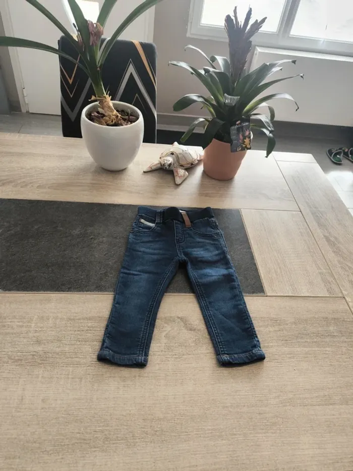 Pantalon jean doublé souple coupe slim garçon 12 mois Jean Bourget