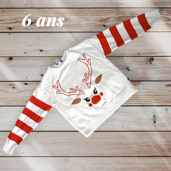 Pull maille tricot renne blanc Okaïdi