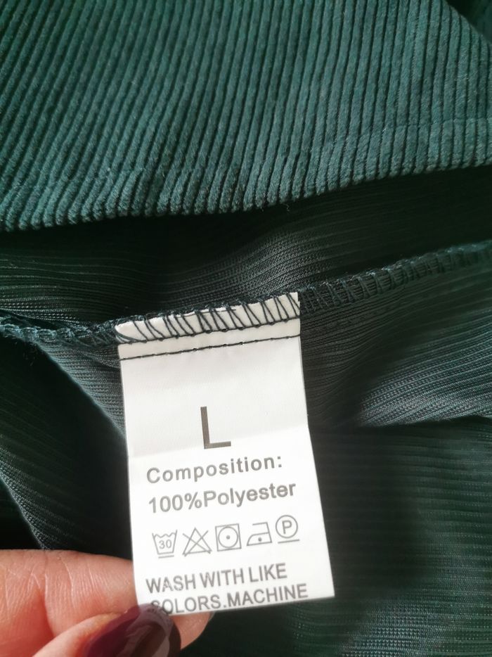 Chemise vert sapin effet velours côtelé Shein Taille L - 40/42 - photo numéro 7