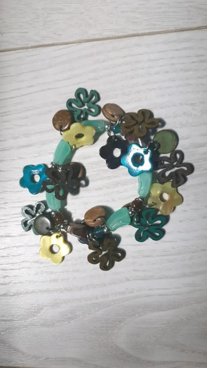 Bracelet vert eau marron - photo numéro 4