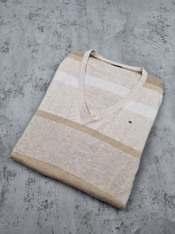 Pull col V rayé Tommy Hilfiger – Taille L/40 Femmes