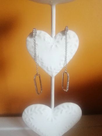 🌸Boucles d'oreilles chaîne argentée et triangle aux zircon "les bijoux de Mathilde" 🌸