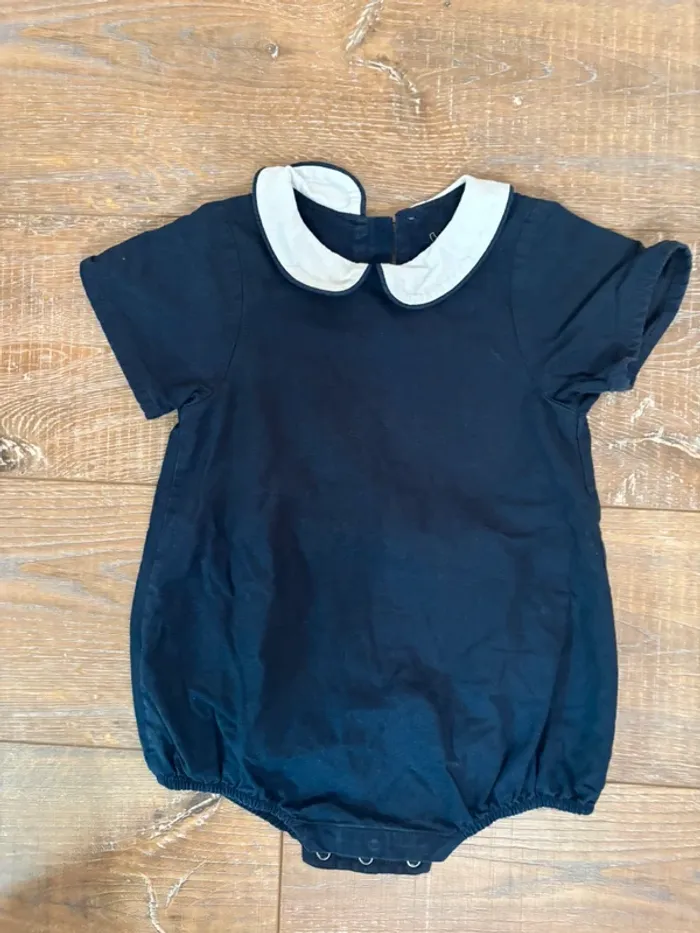 Barboteuse maison marelle bleu marine