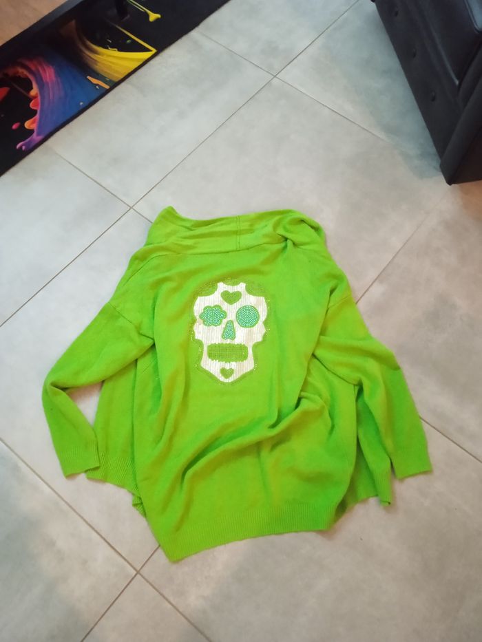 Gilet mi long skull neuf vert - photo numéro 4