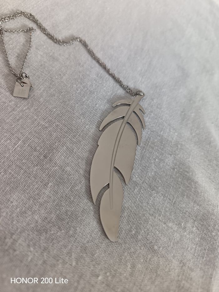 Collier plume argenté - photo numéro 8