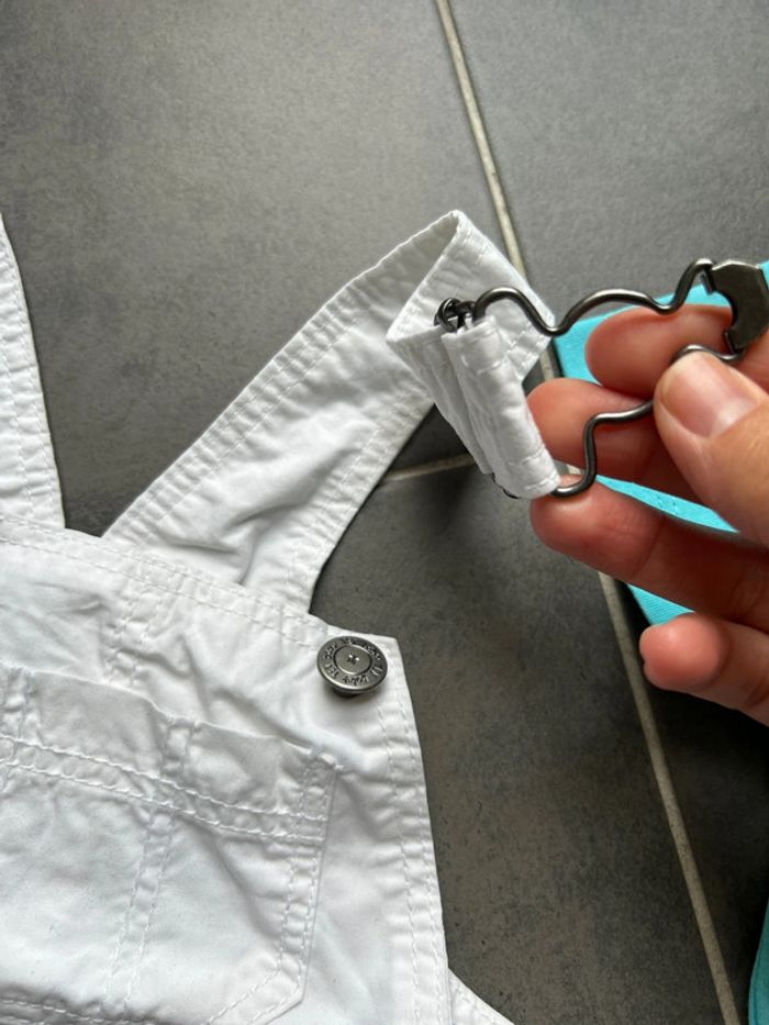 Ensemble 2 articles: salopette blanche et t-shirt col tunisien turquoise bébé garçon - photo numéro 10