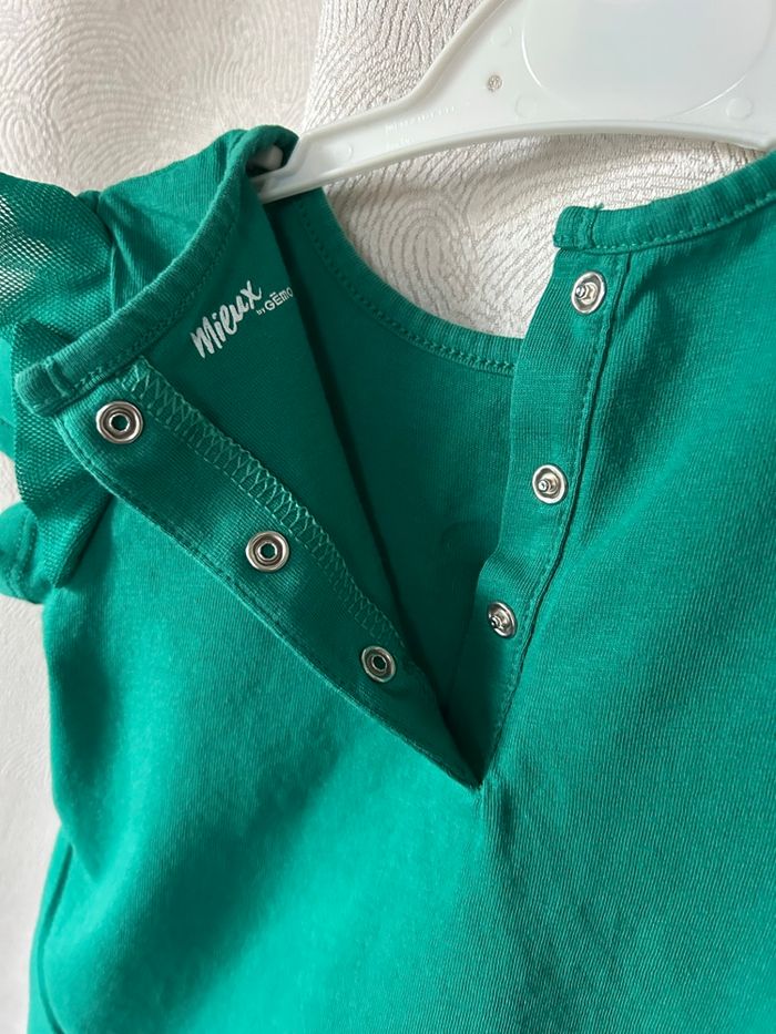 T-shirt vert pique nique volants aux manches 18 mois Gemo - photo numéro 6