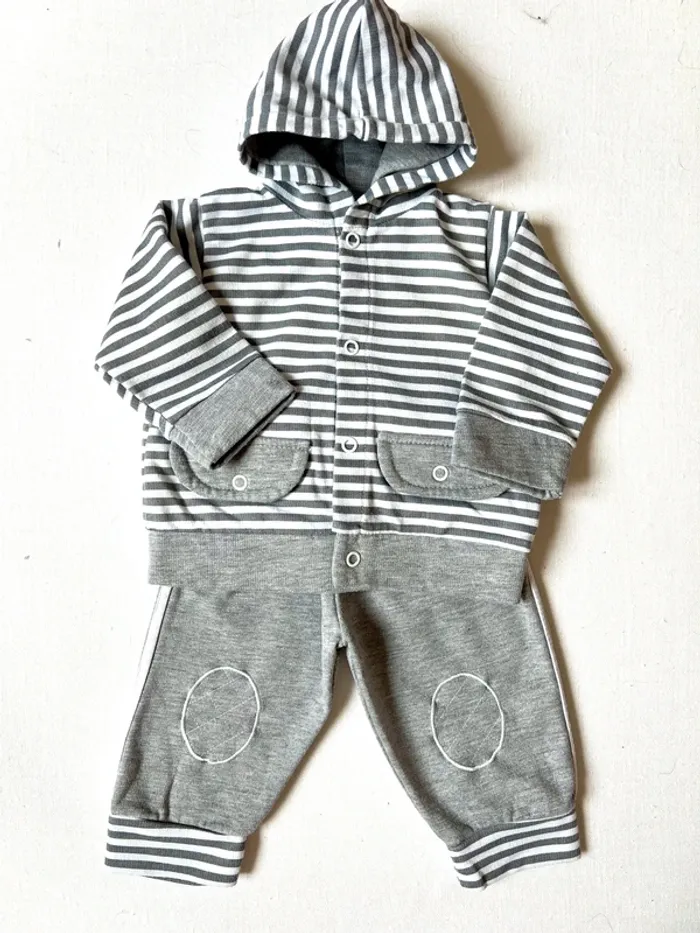 Ensemble bébé 3 mois Fruit de ma Passion – rayé gris – parfait état