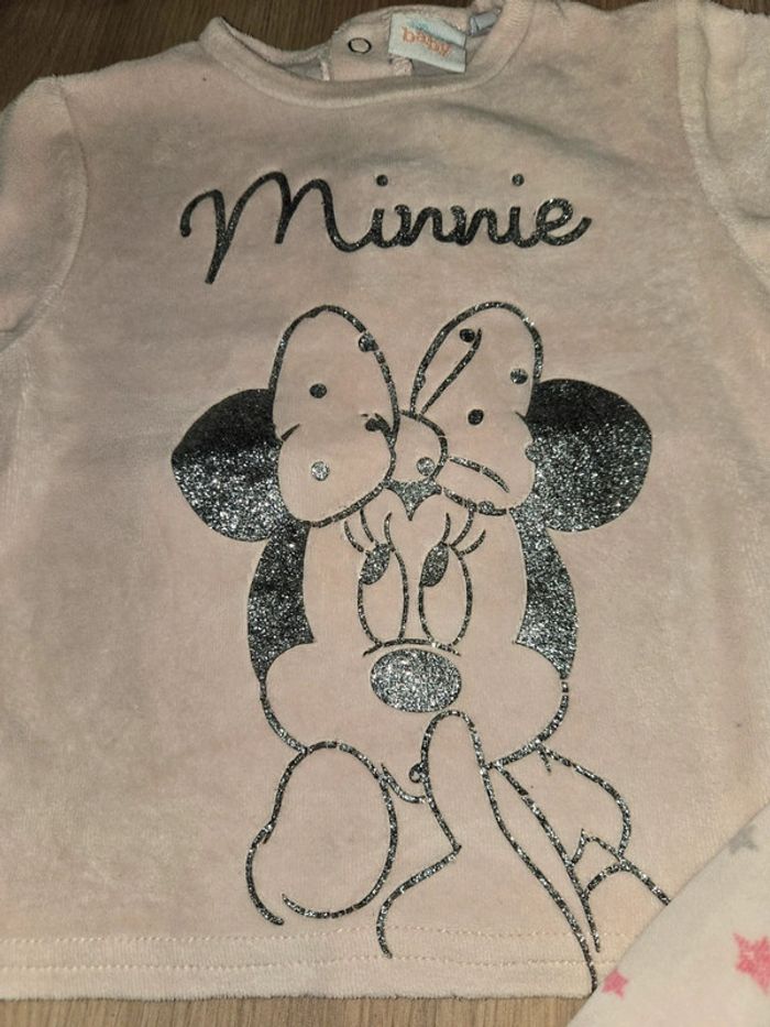 Joli pyjamas 2 pièces en velours Disney Minnie fille 12 mois - photo numéro 3