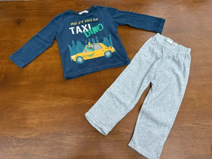Pyjama deux pièces Tissaia gris et bleu 3 ans - photo numéro 3