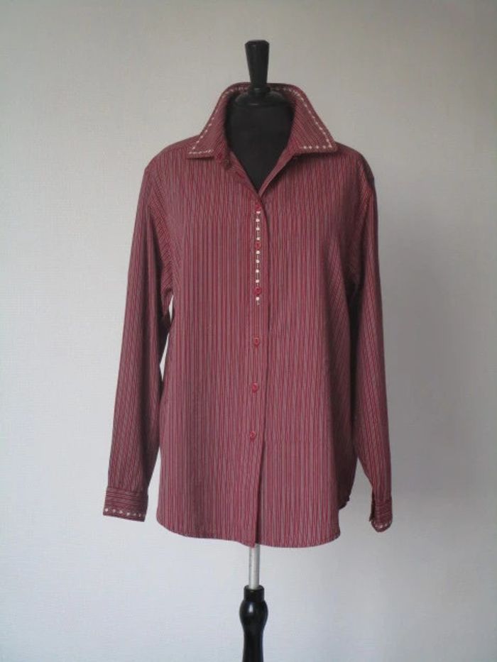 Chemise vintage rayée rouge/bordeaux 44 TBE