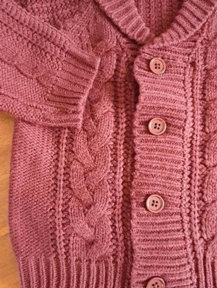 Gilet torsadé à boutons bordeaux Tissaia 12 mois - photo numéro 2