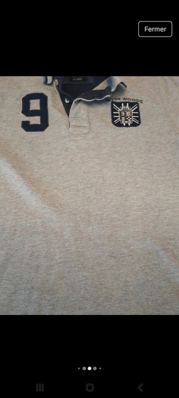 Polo River Woods Grise et bleu slim fit taille M - photo numéro 13