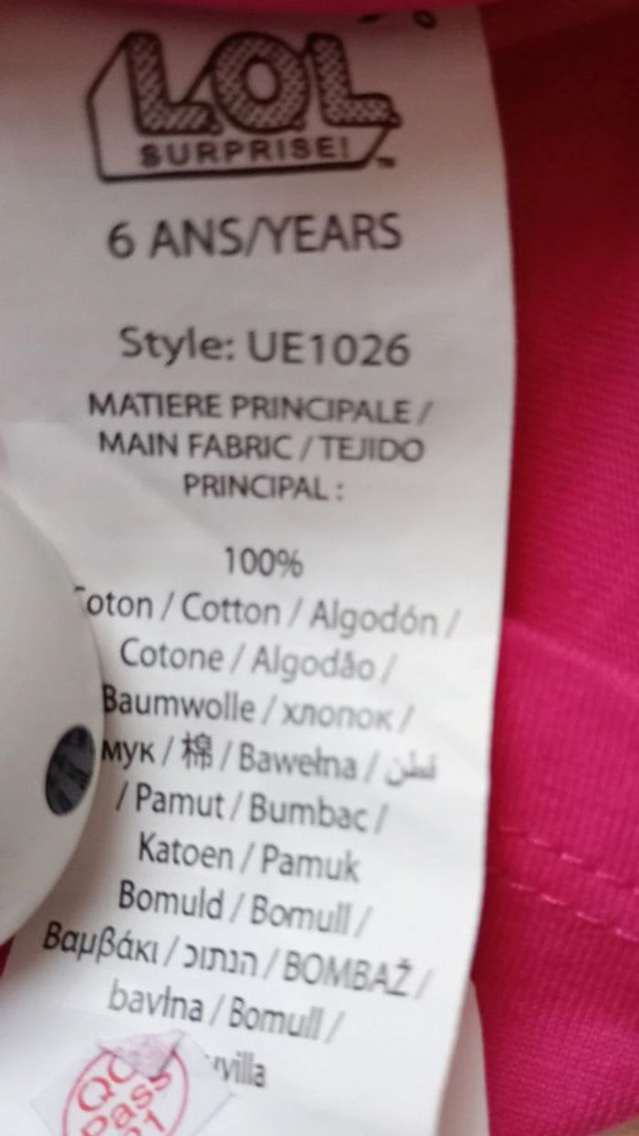 T-shirt Lol 6 ans rose rouge - photo numéro 7