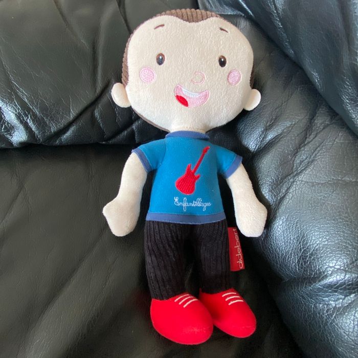 DOUDOU PELUCHE ALDEBERT ENFANTILLAGES POUPEE GARCON 32 cm