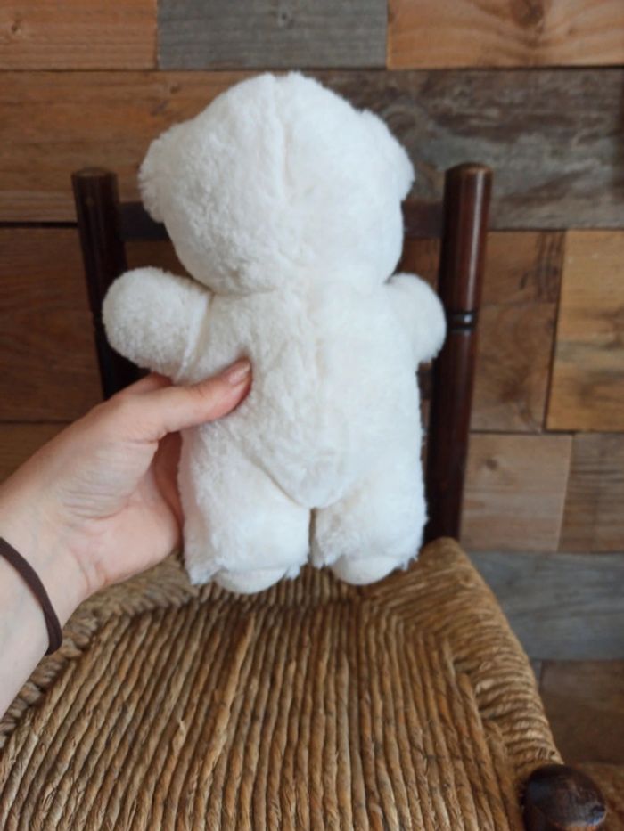 Peluche ours blanc hochet boulgom vintage tbe - photo numéro 4