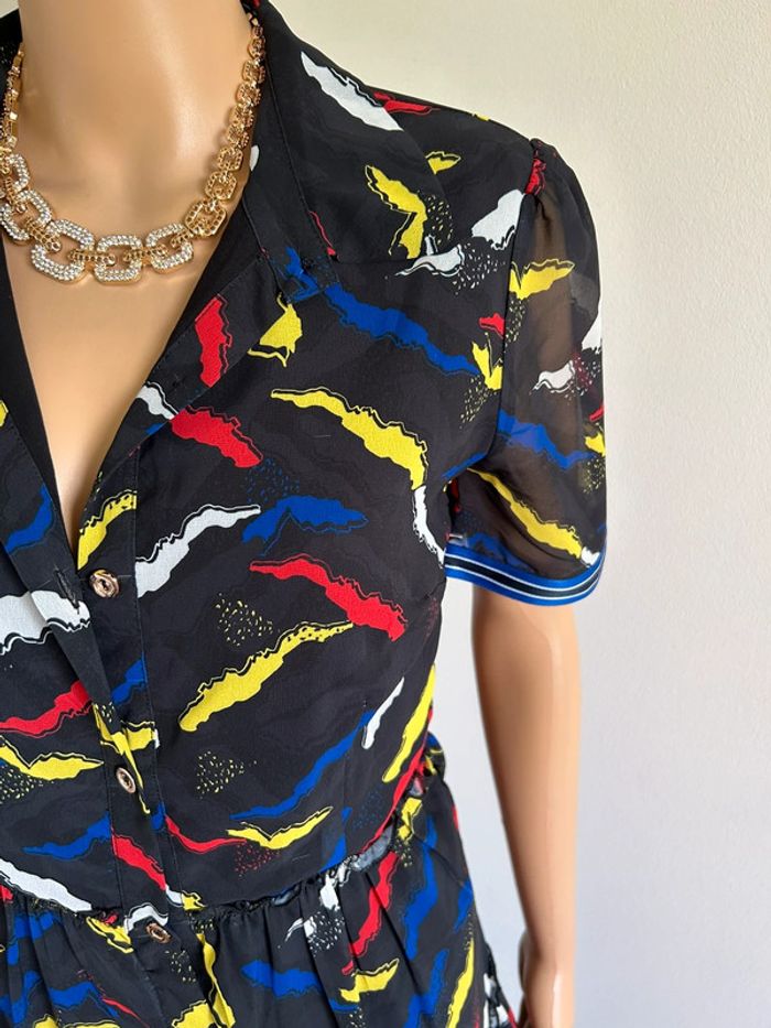 Robe noire et imprimée à manches courtes Molly Bracken taille S jamais portée - photo numéro 6