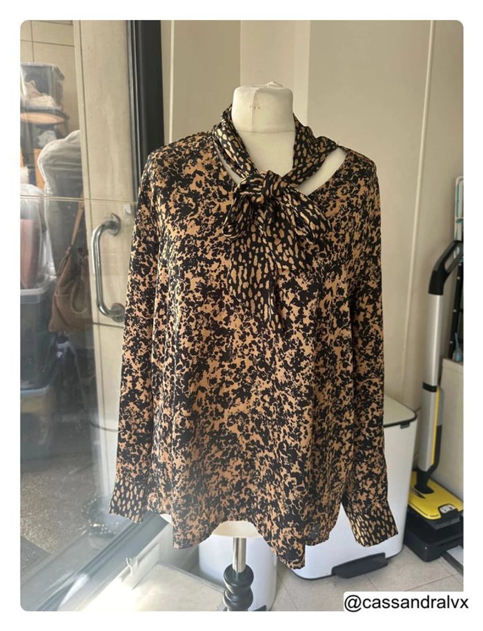 Blouse à motifs beige noire - Vie ta vie