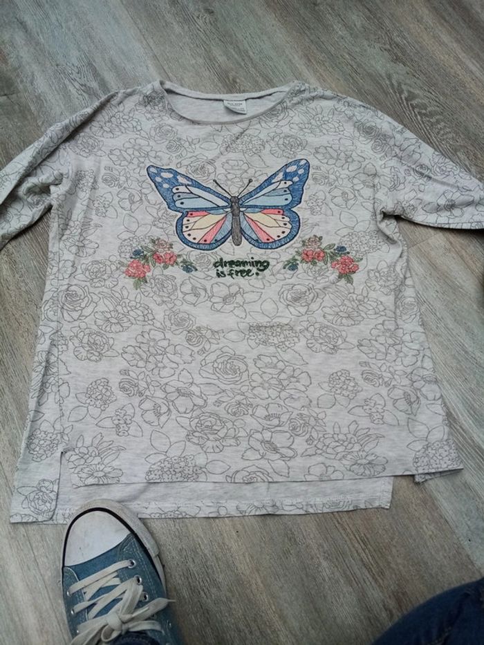 Tee shirt manche longue papillons 13/14A