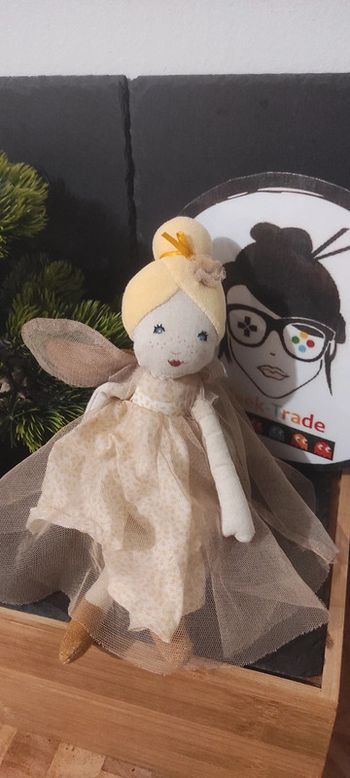Il était une fois Petite poupée fée or doudou tulle aile Jaune Blanc Aile Noeud