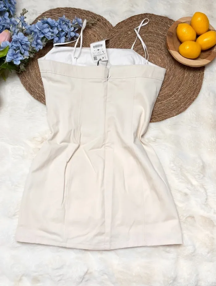 Robe blanche bi matière Zara taille L - photo numéro 5