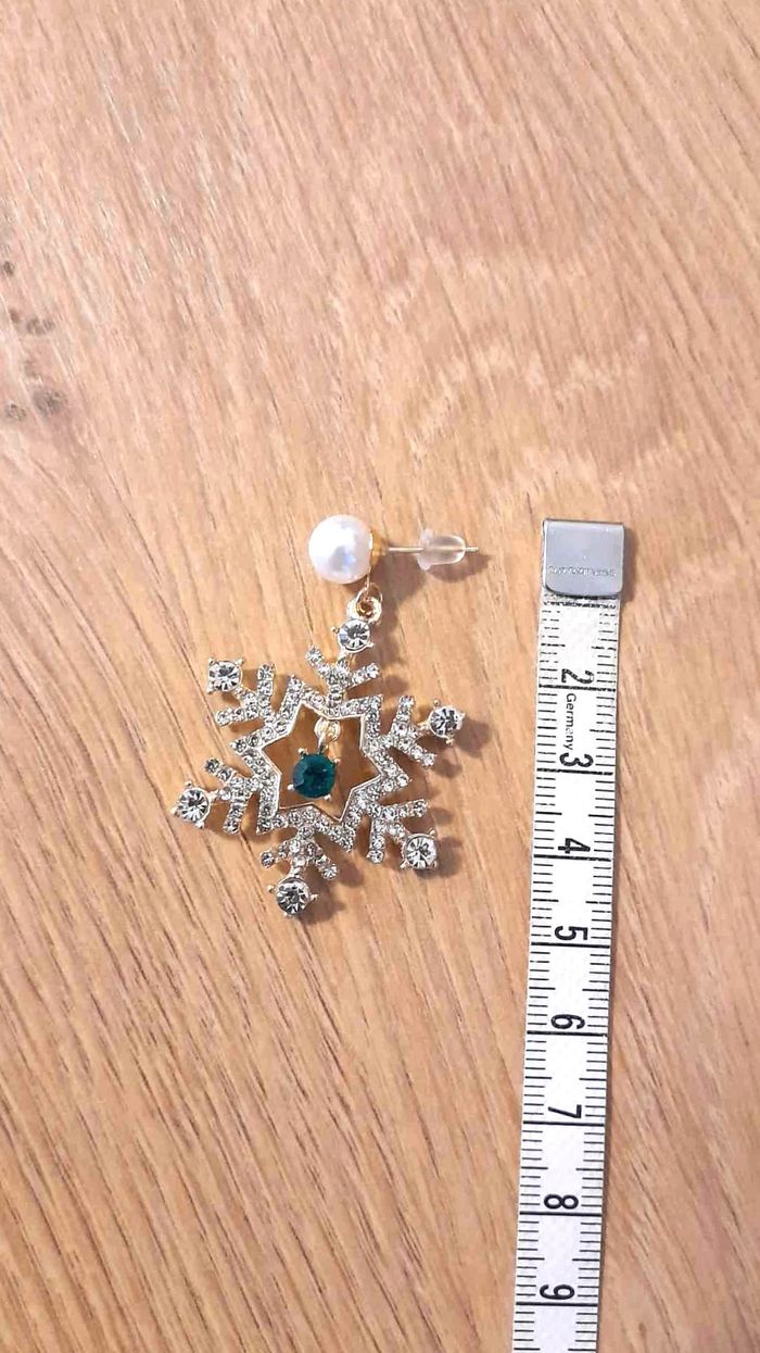 Bijoux Noël | Boucles d’Oreilles neuves Flocons Scintillants - photo numéro 3