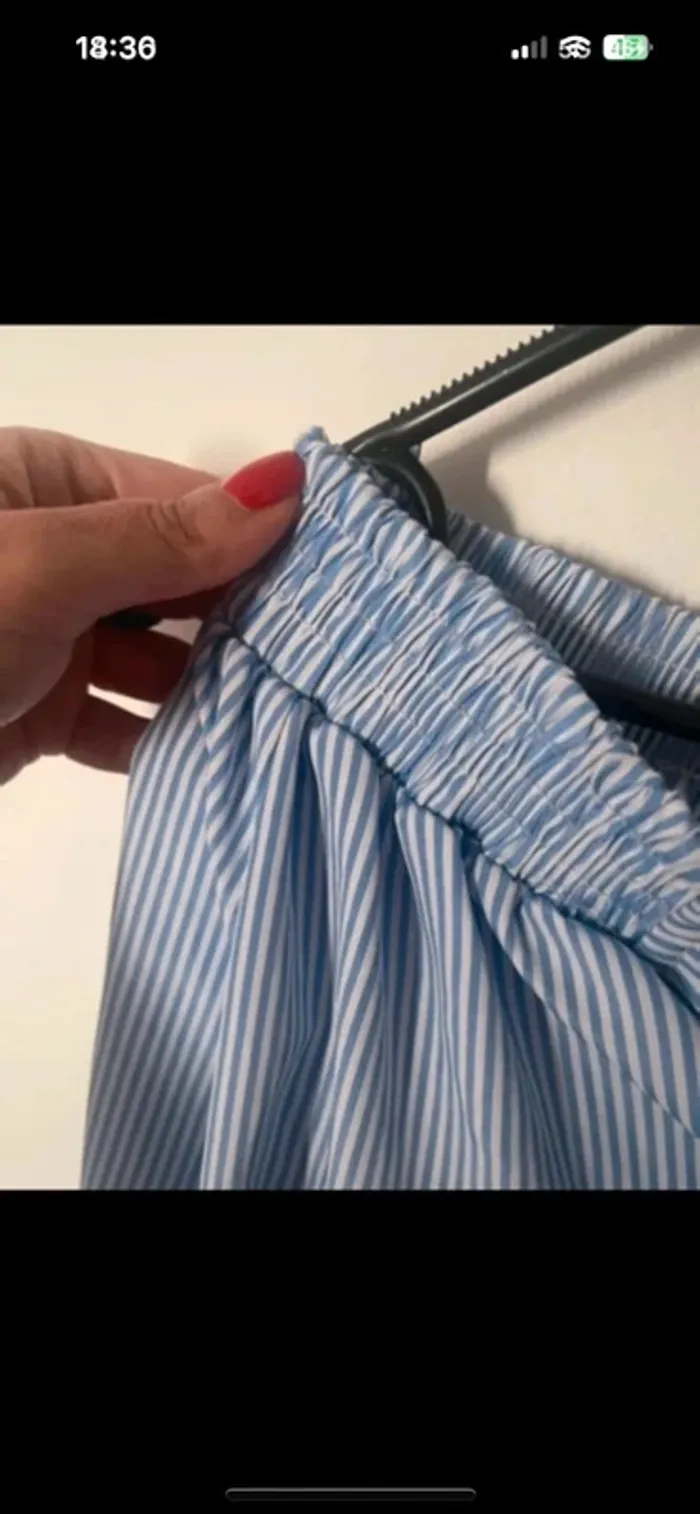 Blouse à rayures bleu ciel - épaules dénudées - taille unique - photo numéro 4